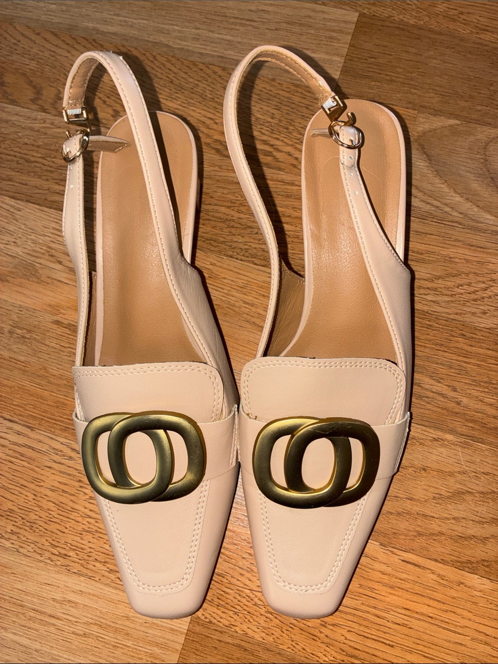 Women’s Slingback Loafers in Nude with Gold Accent